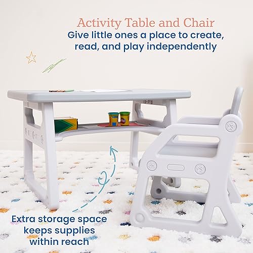 Miniatura 3 de ECR4Kids Escritorio y silla para niños pequeños, muebles para niños, gris claro, 2 piezas