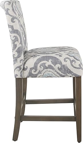 Miniatura 7 de HomePop Taburete tapizado de altura de mostrador, 24 pulgadas, azul Suri claro