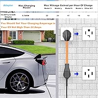 Vista 7 de NEMA 14-30P a 14-50R Cable adaptador de cargador EV de 4 clavijas de 30 amperios a adaptador de conversión EV de 50 amperios solo compatible