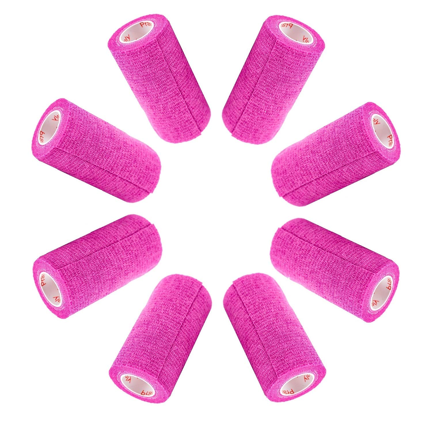 6 Pack Premium Vet Wrap - Self Adhesive Bandage Wrap &amp; Athletic Tape - 4" x 5 Yards Elastic &amp; Self-Sticking Cohesive Bandage for Pets, Sports, Wrists &amp; Ankles - Fuchsia by Prairie Horse Supply