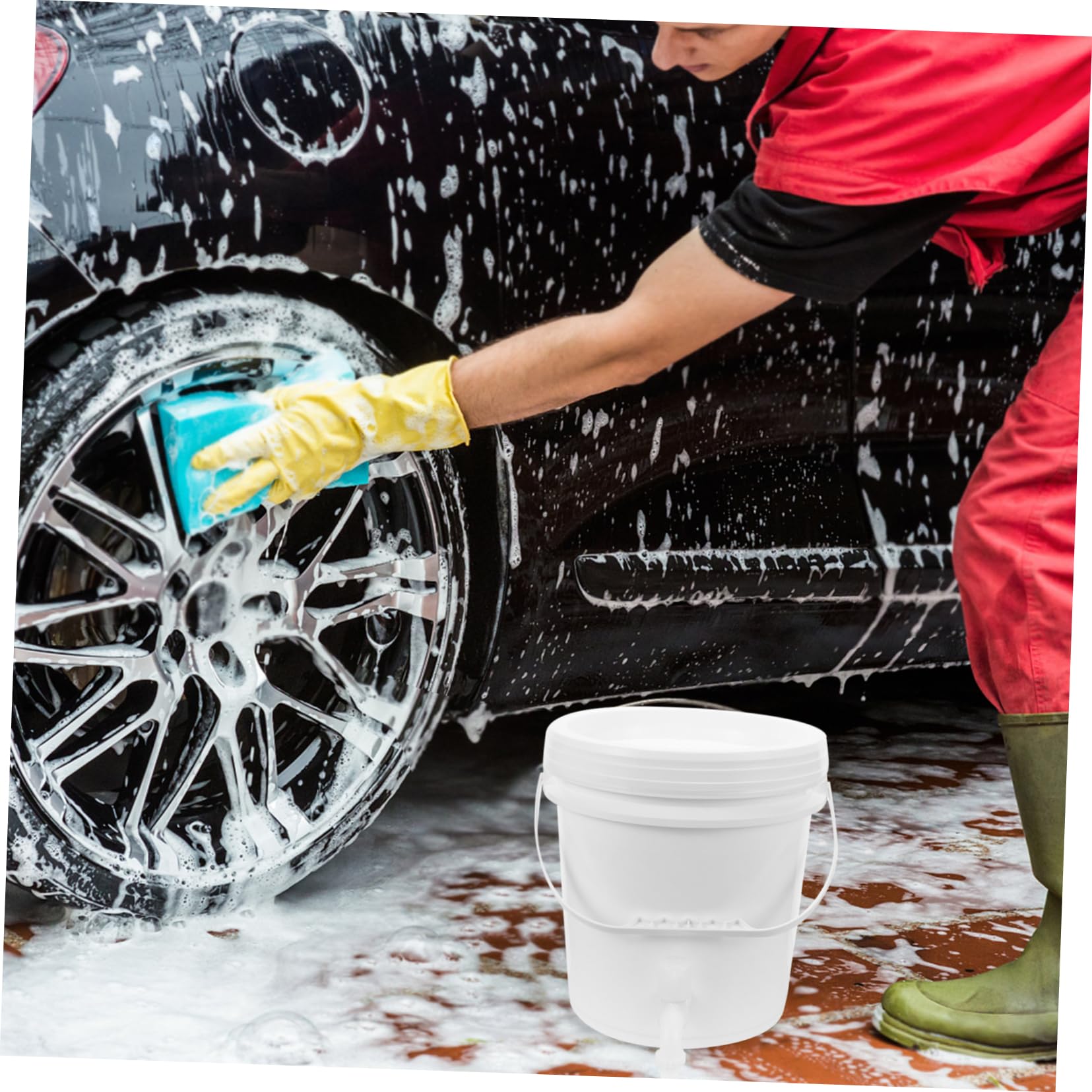 Alipis Secchio con Rubinetto da 10l in Plastica Bianco per Campeggio | Nastro Sigillante, Sostituzione Semplice, Design Sobrio, Finitura Raffinata Stile Casuale