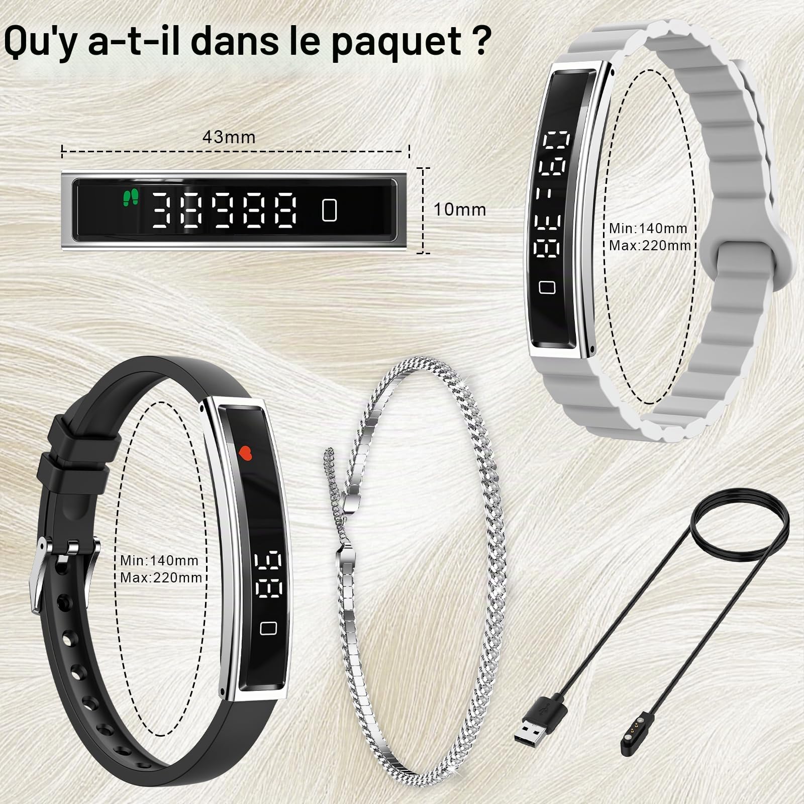 Efolen Bracelet Connecté Homme Femme Fitness Tracker, Montre Connectée avec Rappel d’Appel, Suivi Activité Sommeil Fréquence Cardiaque HRV, Santé Féminine pour Android iOS, Bracelet Décoratif Inclus
