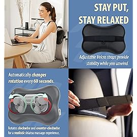 Zyllion Shiatsu Back and Neck Massager with Heat - 3D Electric Kneading Deep Tissue Massage Pillow for Muscle Pain Relief, Black, ZMA-13