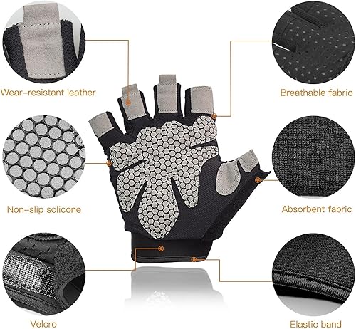 Miniatura 4 de Guantes de entrenamiento para levantamiento de pesas, protección de soporte de palma para hombres y mujeres, guantes de ejercicio deportivos para