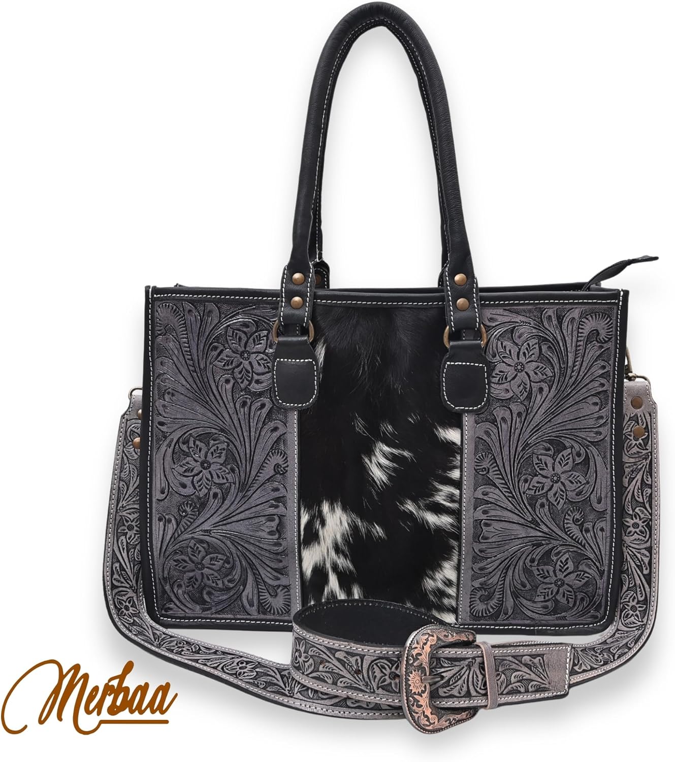 Merbaa Women Natural Cowhide Leather Hand Bag With Adjustable Detachable Strap Leather Massenger Handbag Purse Sling Bag - Image 8