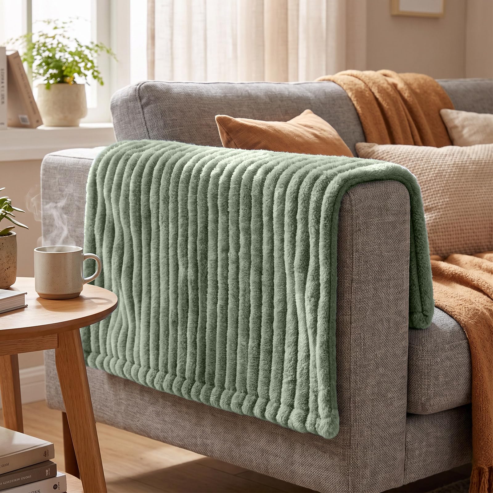 Sofa Armrest Cover, 2pcs Anti-slip Scratch-resistant Corduroy Protector