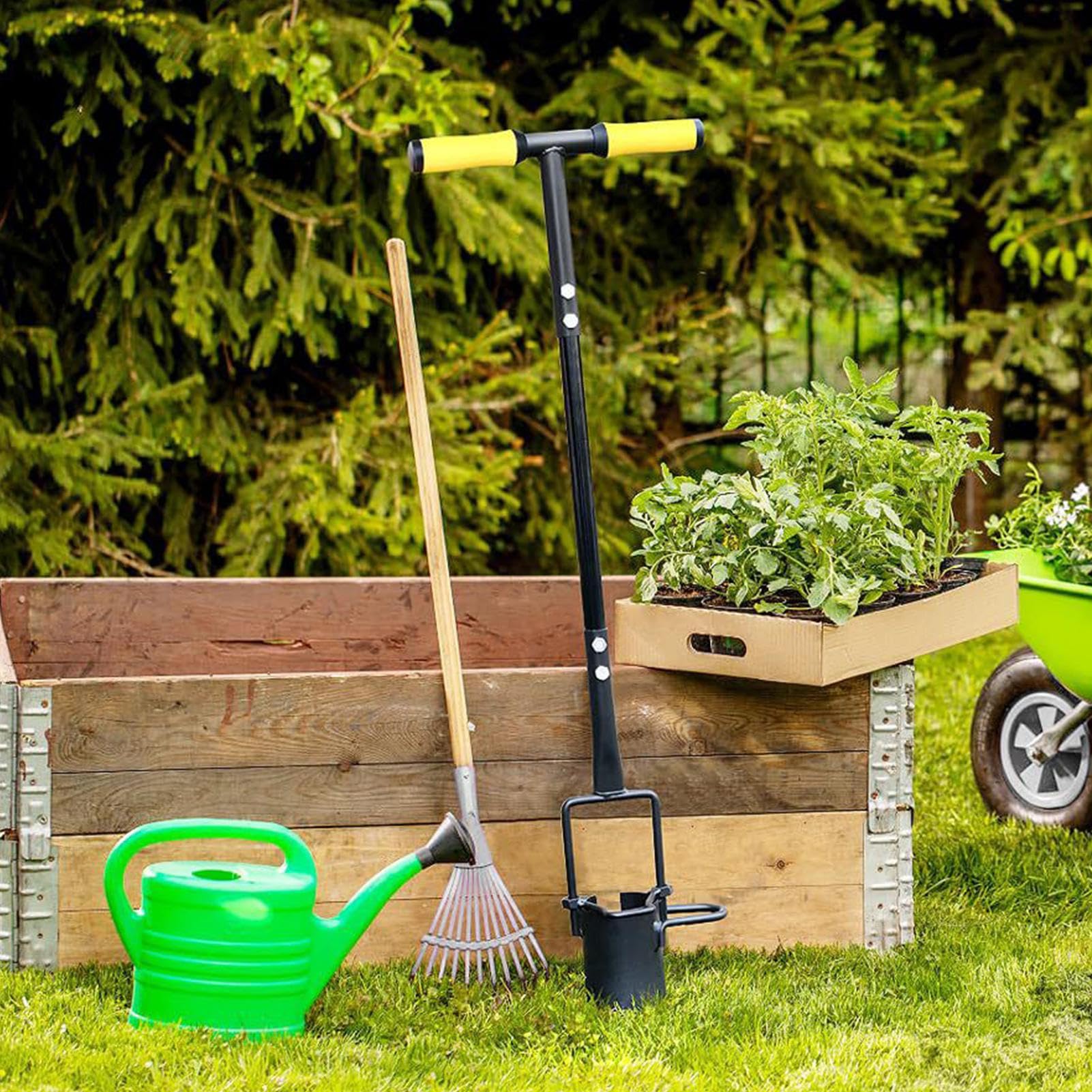 Piantabulbi Impugnatura Ergonomica con Impugnatura Antiscivolo | Attrezzo per Trapianto Piante per giardinaggio, allentamento del terreno del prato, tulipani, gigli e patate