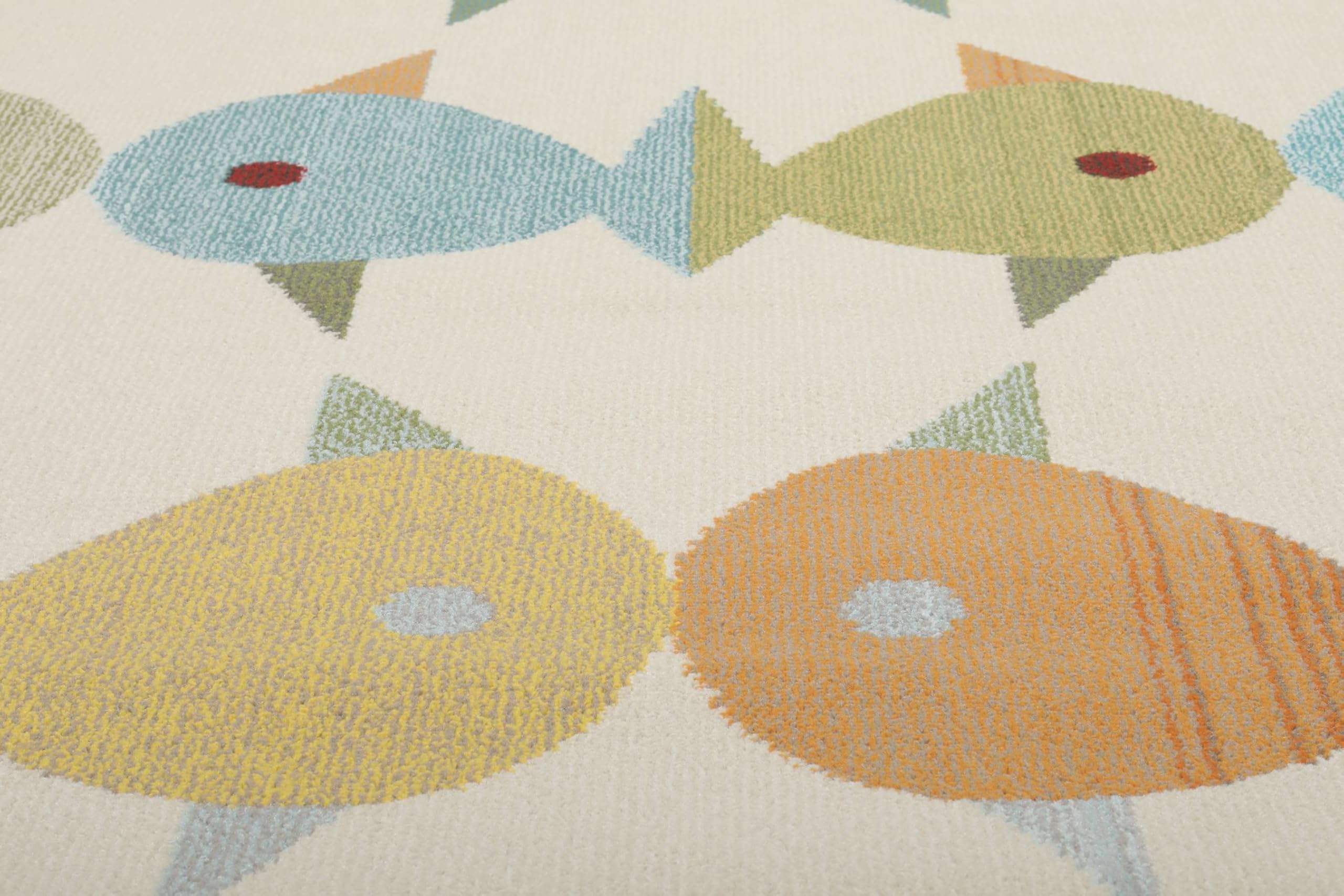 RugVista Fugl og fisk Tappeto, 140 x 200 cm, Beige/Multi | Moderni, I nostri designers, Rettangolare, Pelo medio, Lavabile solo a secco, Oeko-Tex 100, Soggiorno, Sala da pranzo