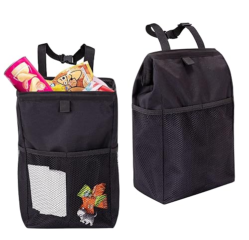 Ginsco Bolsa de basura colgante para automóvil, paquete de 2 cubos de basura de gran capacidad, bolsa de basura para automóvil a prueba de fugas,