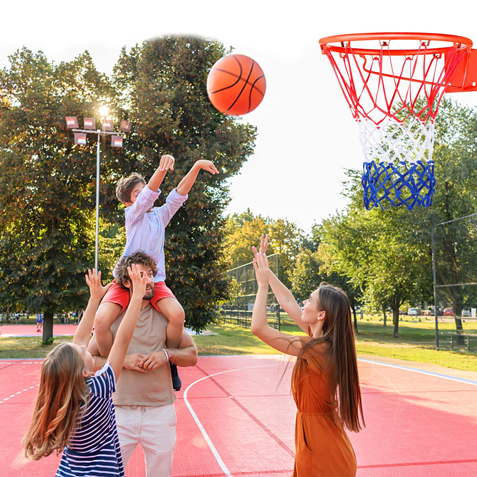 2 reti da basket professionali, rete di ricambio per cesti standard Ø 45 cm, per 12 passanti, in nylon resistente alle intemperie, rete per canestro da basket per tutte le stagioni interni/esterni