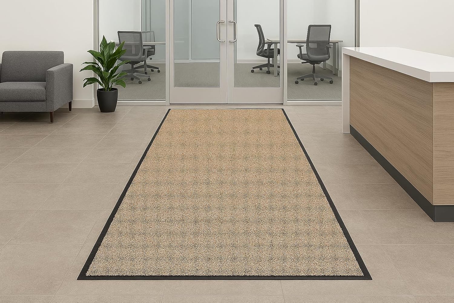 Guardian Golden Series Woven Indoor Wiper Floor Mat, Vinyl/Polypropylene, 3'x6', Beige