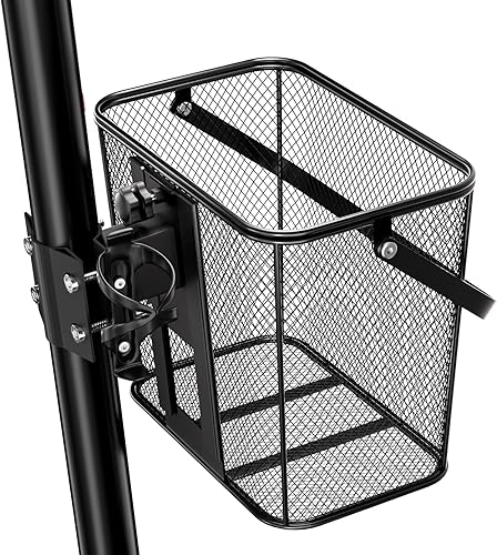 iblkeoTo Scooter Basket 70lb Loading Capacity Heavy Duty Quick Release Removable Iron Mesh Basket with Handle Easy Assembly and Portability