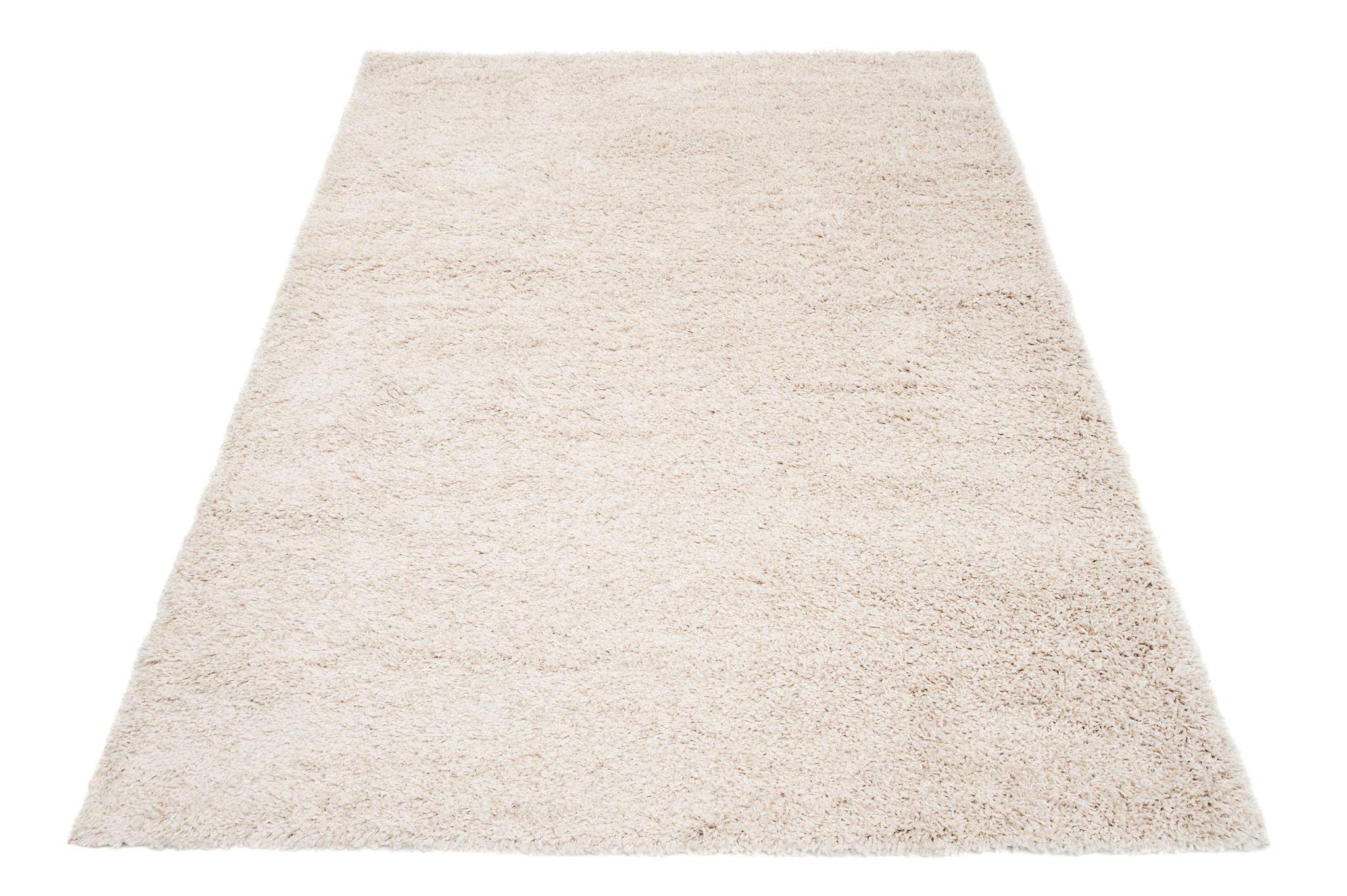 Tapiso Essence dywan Shaggy, wysokie runo, beżowy, jednokolorowy, miękki, nowoczesny, prostokątny, do salonu, sypialni, Ökotex 140 x 200 cm
