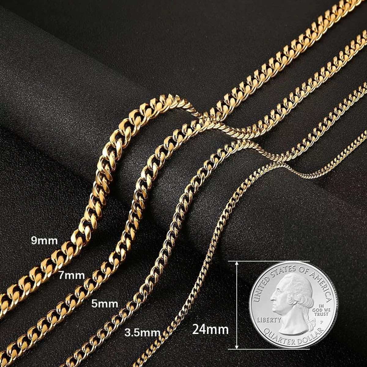 Gold Cuban Chain Necklace for Women, Trendy 14K Gold Plated Dainty Chunky Necklace Adjustable Cuban Link Chain Choker Necklace for Men Fashion Jewelry Best Gifts for Birthday Christmas Thanksgiving - Image 7