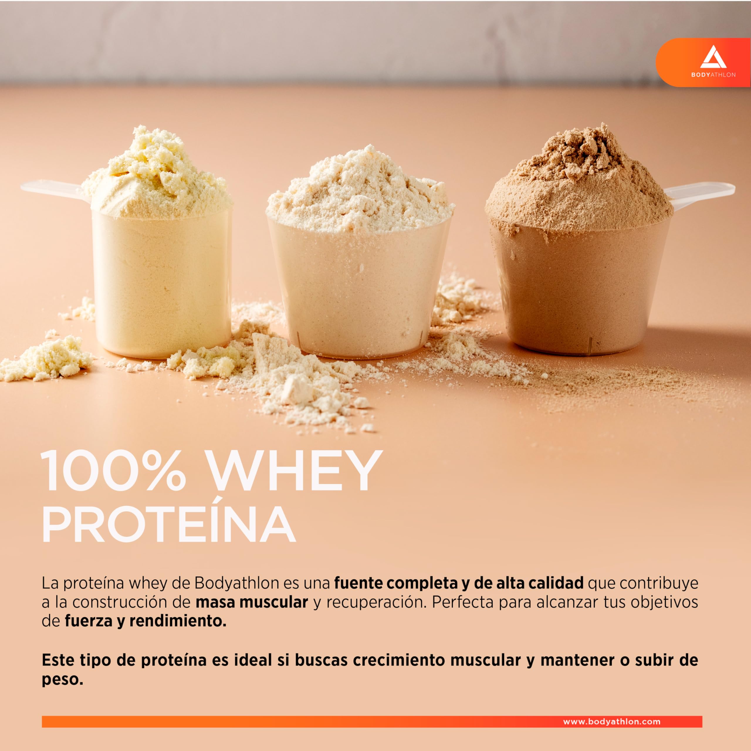 100% Whey Protein – Proteina en Polvo para Ganar Masa Muscular– de Suero de Leche- Protein Masa Muscular - Proteina sin Azucar Sin lecitina de soja- Bodyathlon (2kg, Chocolate)
