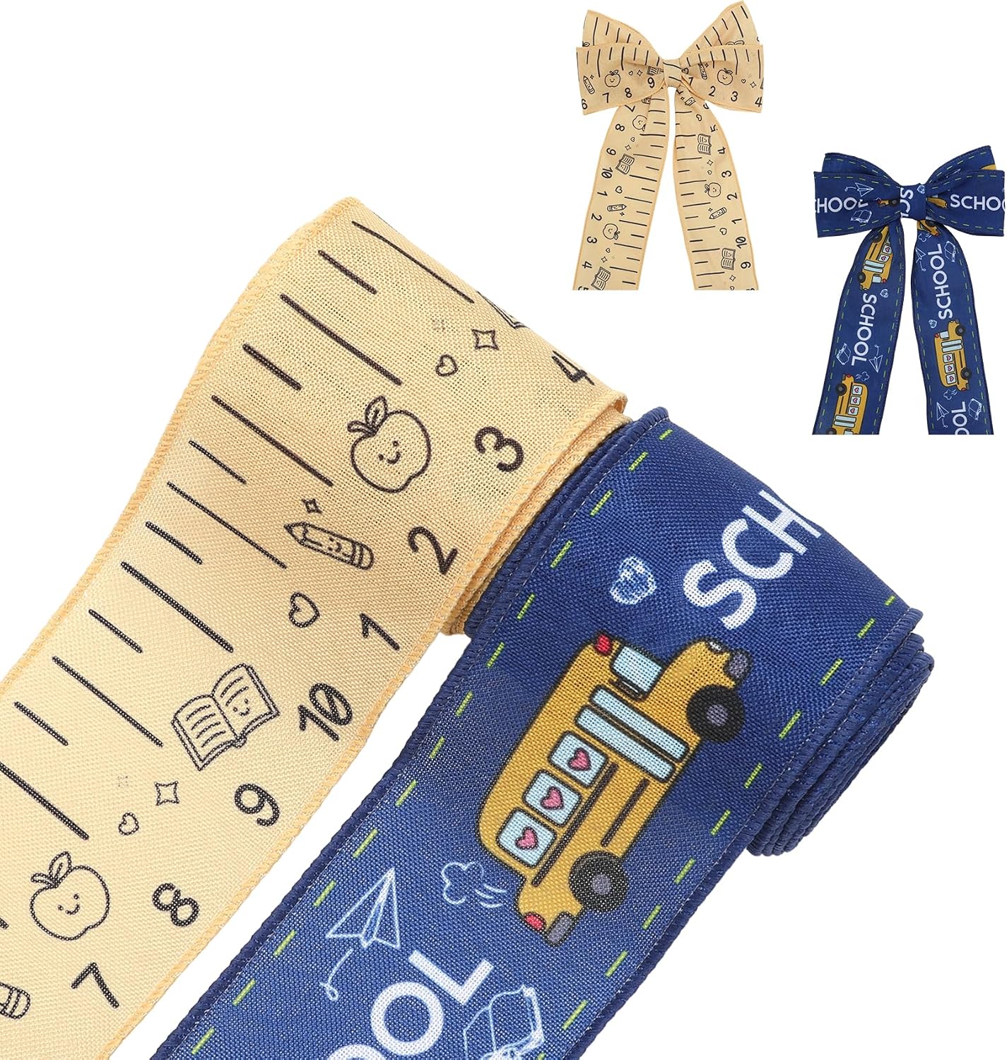 2 Pcs Back to School Ribbon 2.5 Inch 10 Yards First Day of School Burlap