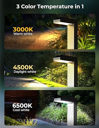 Miniatura 3 de 4 luces solares para caminos al aire libre, iluminación de paisaje brillante con 3 colores en 1 con modos de blanco fresco/cálido/diurno, encendido