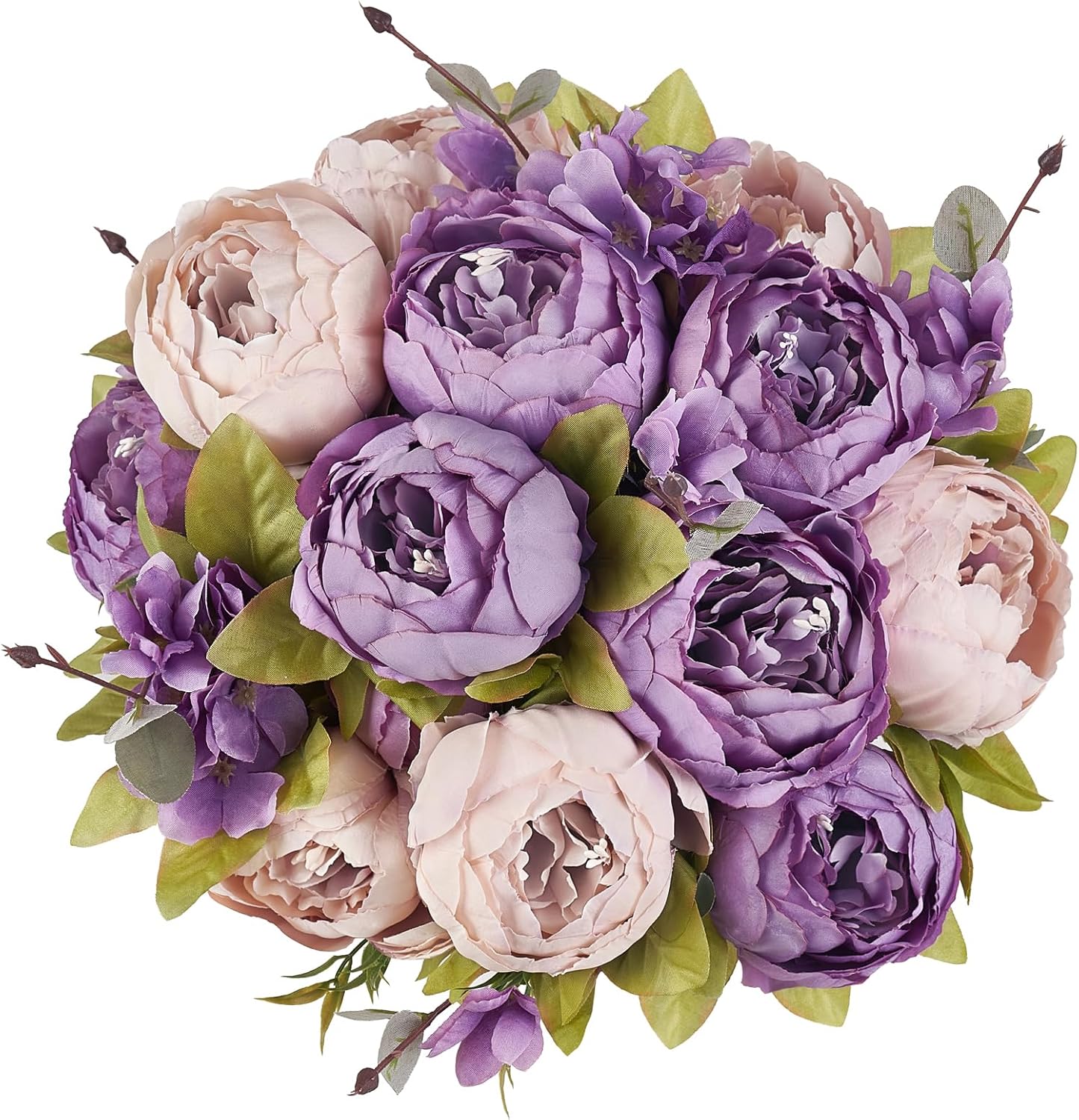 Mkono Peonies Artificial Flowers, 2 Packs 13 Stems Faux Peony Flowers Real Touch Fake Silk Bouquet for Arrangements Dining Table Centerpieces for Kitchen Bridal Wedding Party (2, Light Pink)
