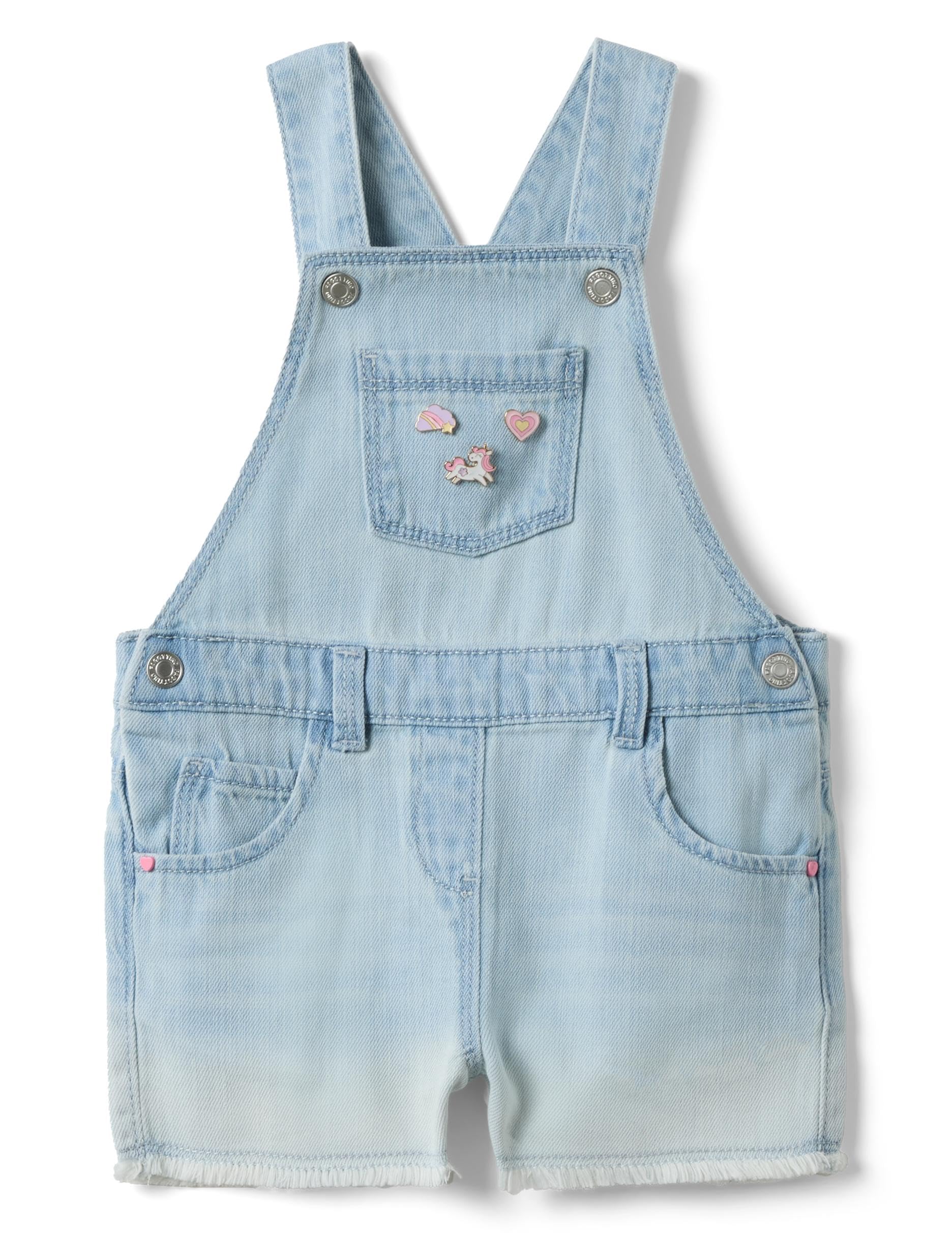 Peto corto de niña en algodón denim suave con ajuste regular cómodo 5