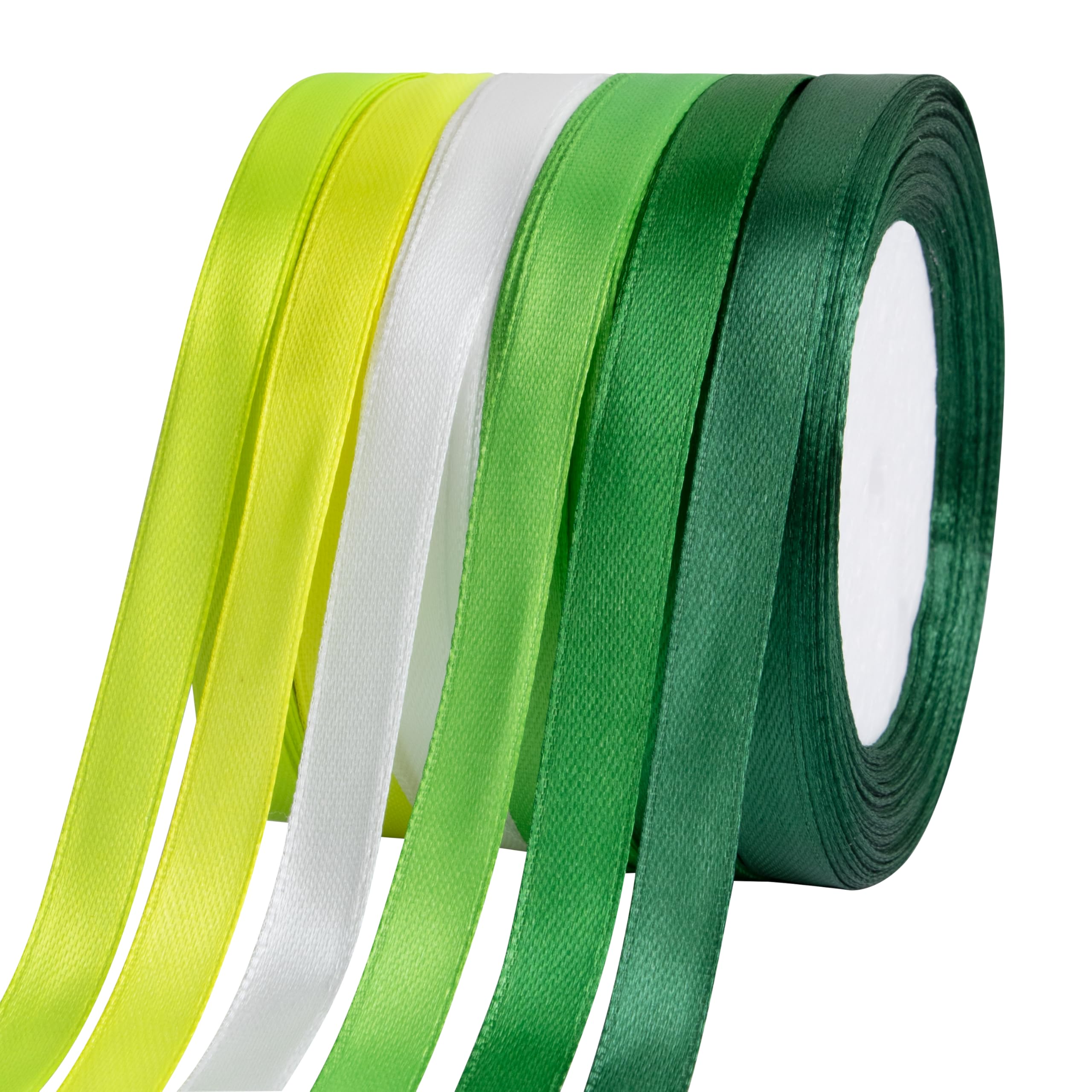 Fyshird Schleifenband Grün 10mm x 22m Geschenkband 6 Farben Satinband Polyester Bänder zum Basteln Dekoband für Hochzeit Deko Geschenkverpackung Geburtstag DIY(Grüne Serie)