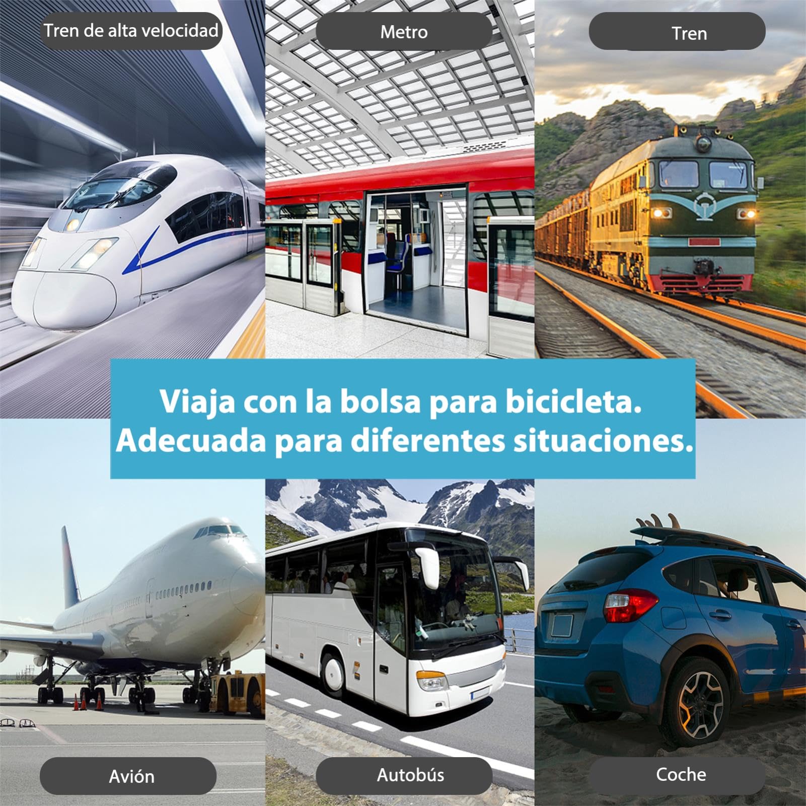 Bolsa de Almacenamiento para 26" Impermeable Bolsa Transporte Bicicleta 1680D Oxford Bolsa de Viaje Plegable de Bicicleta para Avión, Viajes en Tren