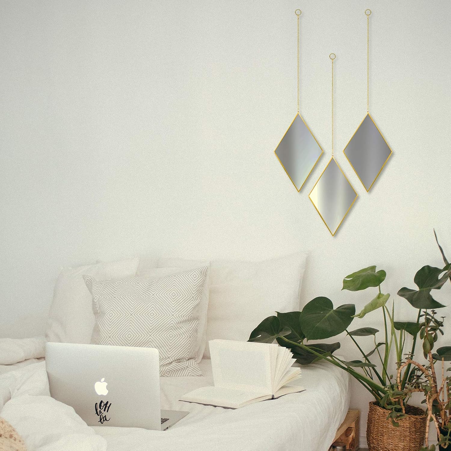 CoolXuan Round Hanging Mirror for Wall Gold 9.84” Circle Mirror with Chain Wall Mounted for Minimalist Home Decor : Home & Kitchen