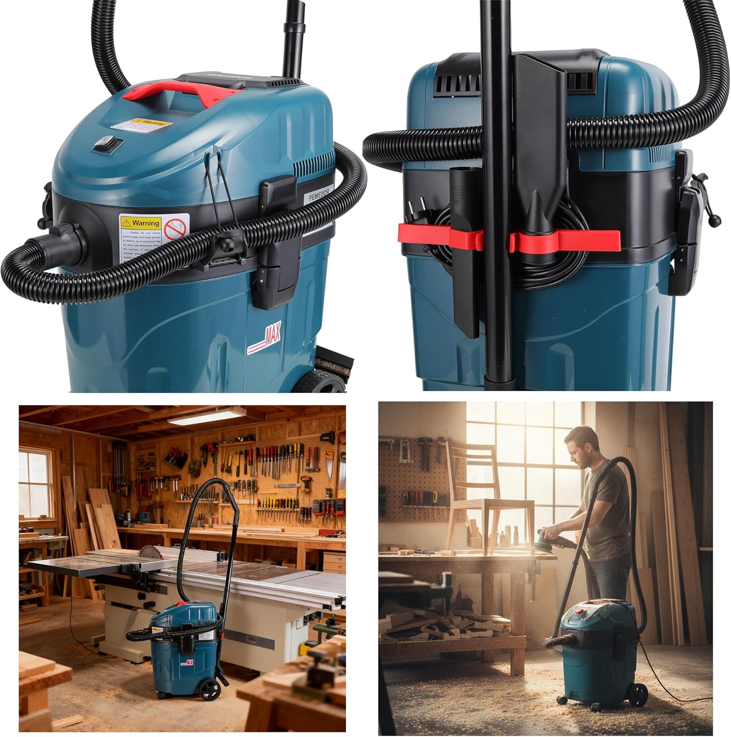 Auto Clean Dual Cyclone Pre-Separator Industrial Vacuum Cleaner Prevents Filter Clogging Maintains Strong Suction Protects Motor Woodworking Contractor Sanding Workshop Dust Collection 9 Gallon