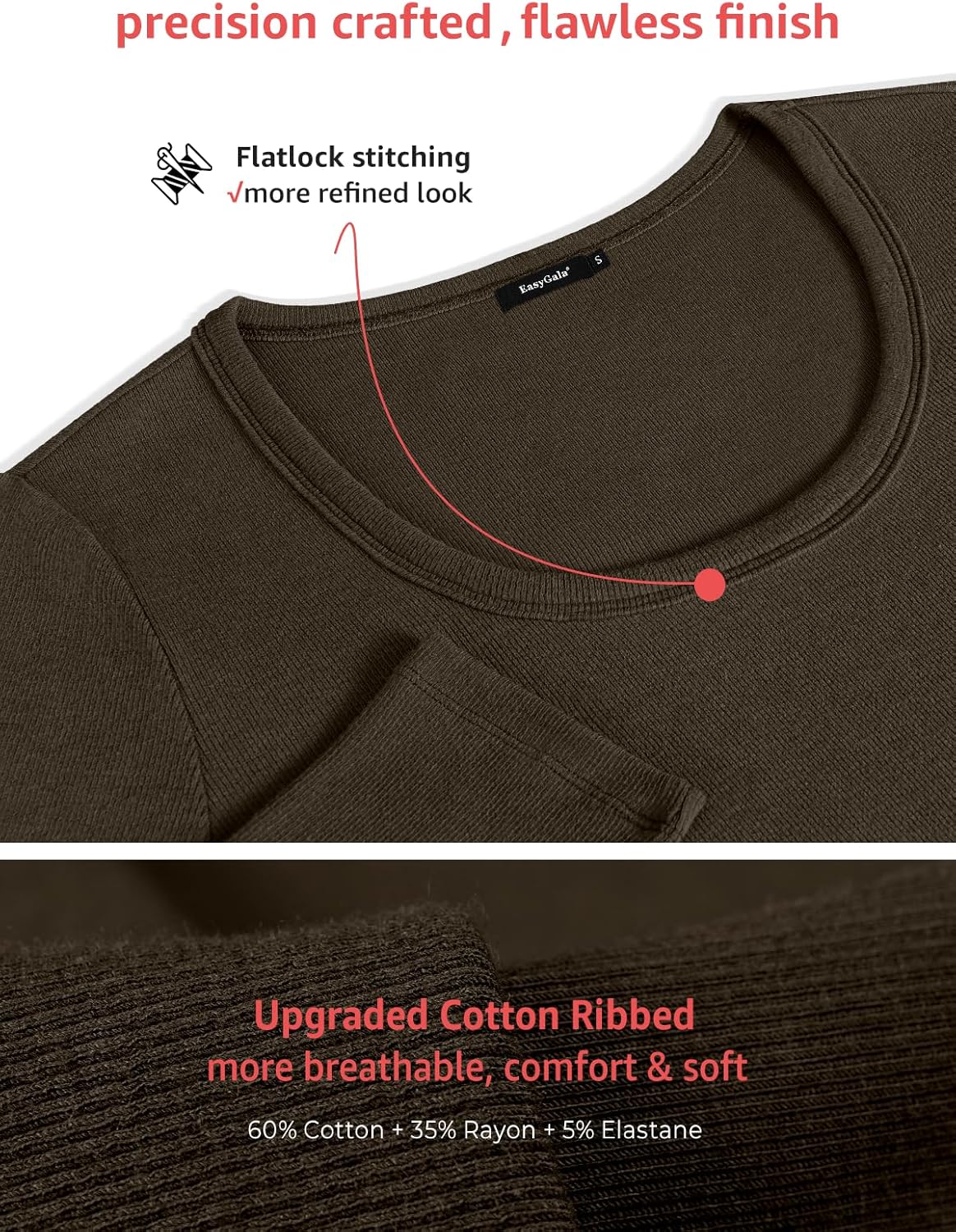 Womens Cotton Ribbed Knit Tops Scoop Neck Long Sleeve Shirts Slim Fit Stretchy Going Out Fall Trendy Clothes - Image 3