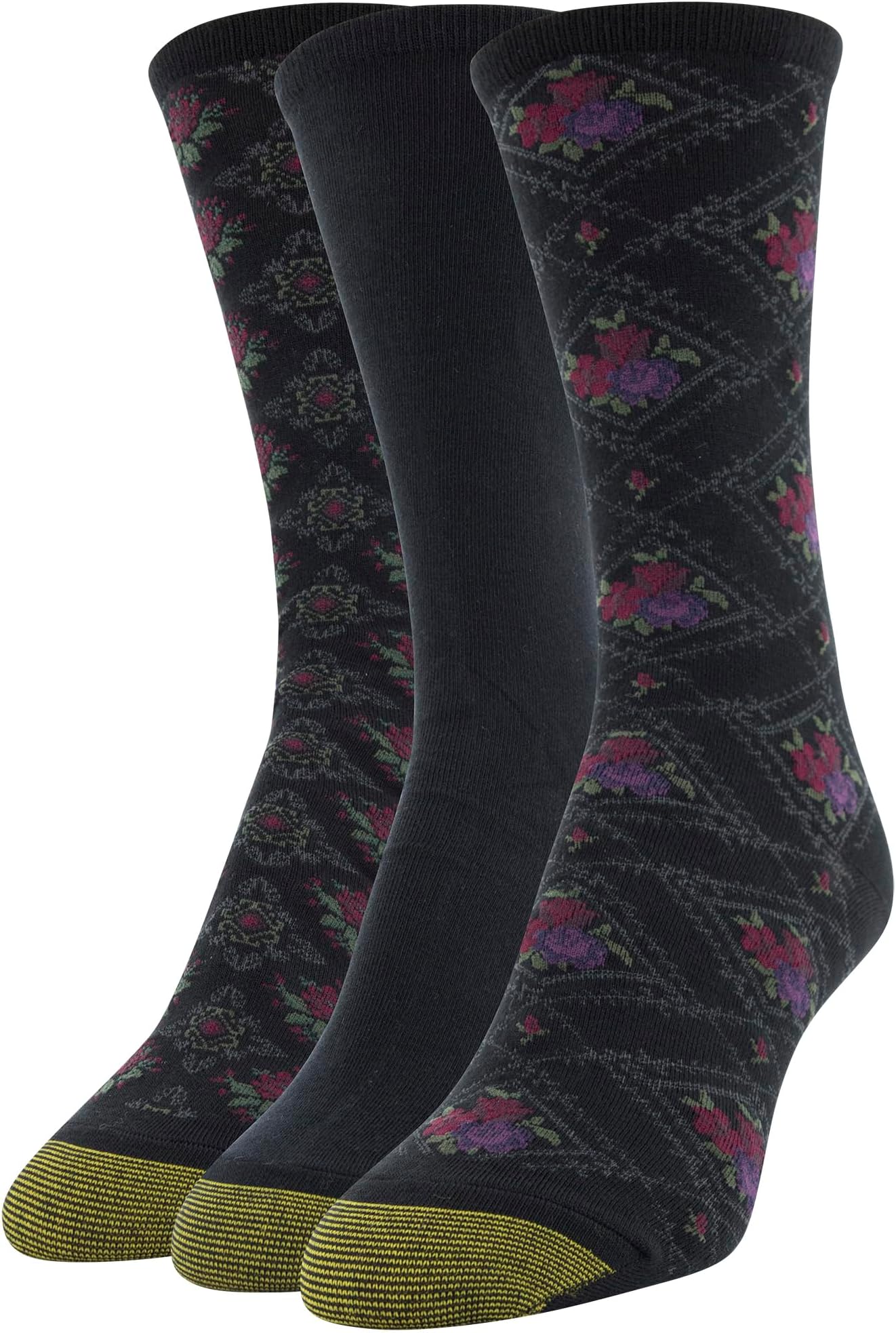Women's Floral Dress Crew Socks, 3 Pairs