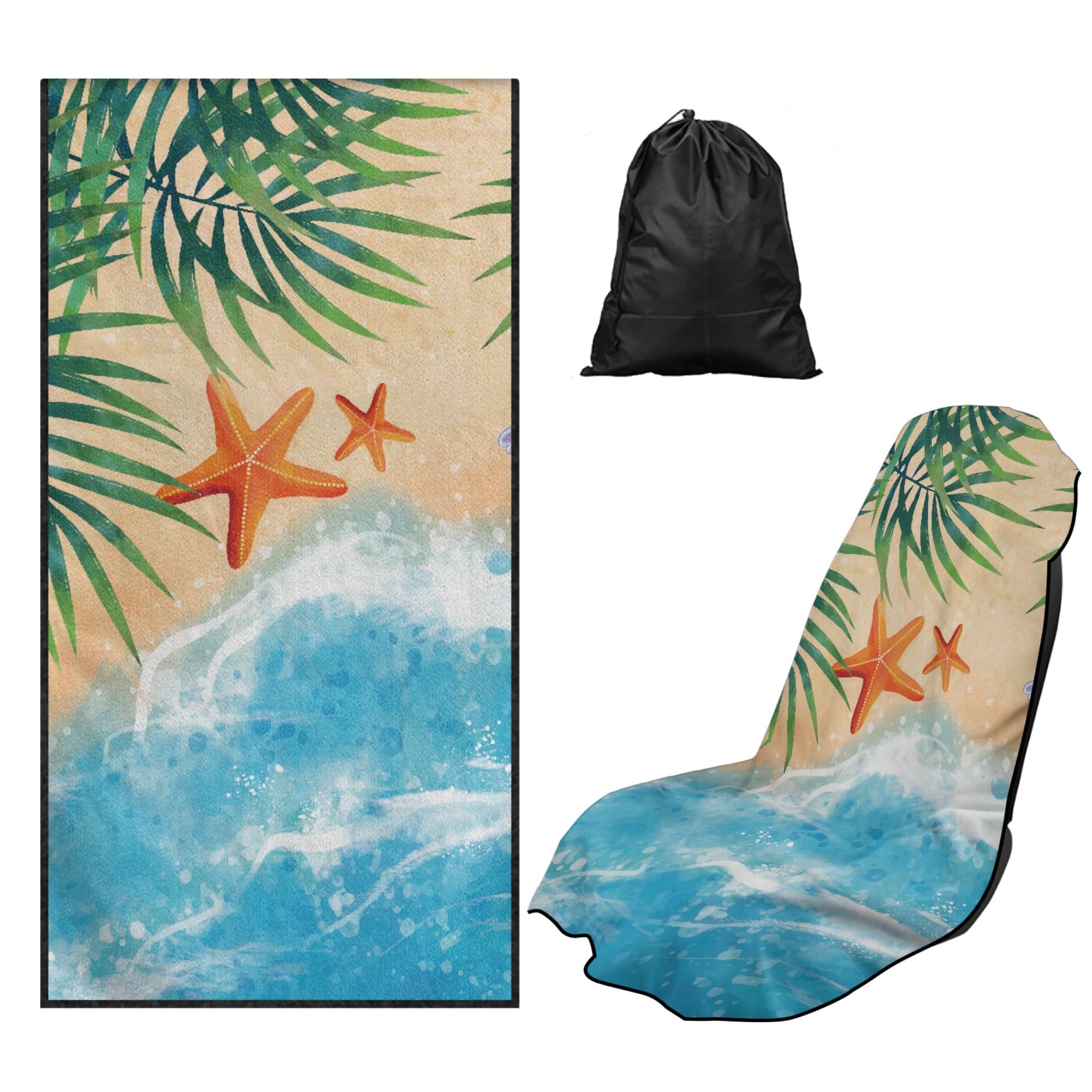 JOAIFO Universal Car Seat Cover Protector Front Seats,for Gym Workout,Running,Swimming,Beach and Hiking,Beach Starfish Seat Covers for Trucks SUV Van