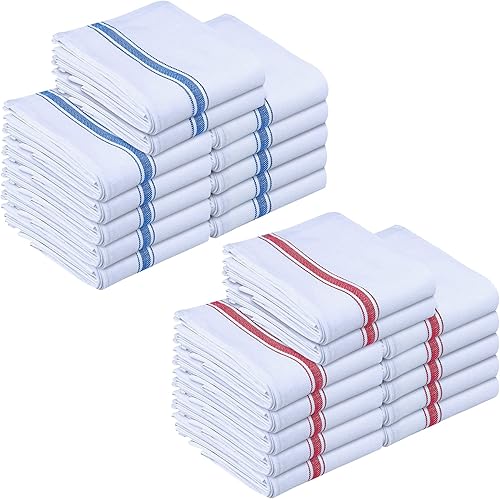 Utopia Towels Paquete de 24 paños de cocina de 15 x 25 pulgadas, funcionales y multiusos (azul y rojo)
