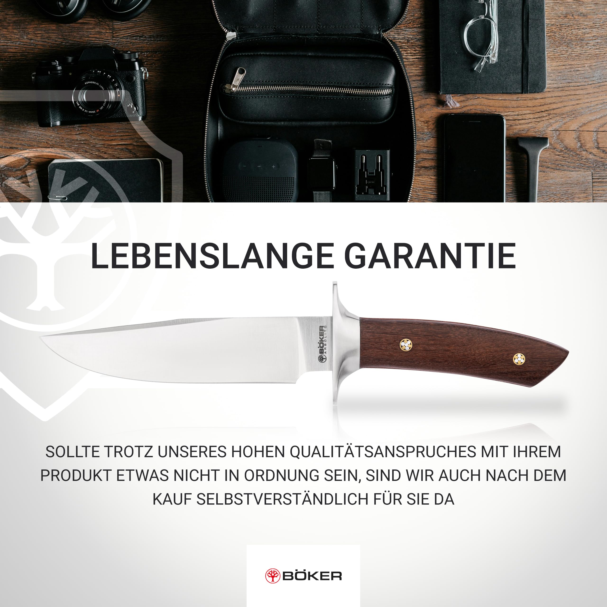BÖKER ARGENTINIA® Torito GX - klassisches Jagdmesser mit feststehender Klinge 16,2 cm & Holzgriff - Bushcraft Messer mit Leder-Scheide braun - handgemachtes Profi Full Tang Abfangmesser für Outdoor