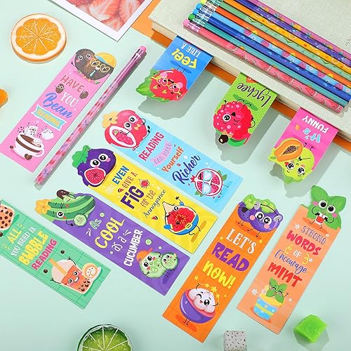 Miniatura 4 de Teling 60 marcapáginas perfumados y lápices perfumados, regalos de Navidad, divertidos lápices de frutas a granel para niños, marcadores olorosos