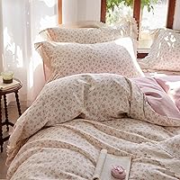 Vista 220 de 3 piezas de juego de funda de edredón tamaño individual XL, funda de edredón blanca con estampado floral azul, ropa de cama coquette de algodón