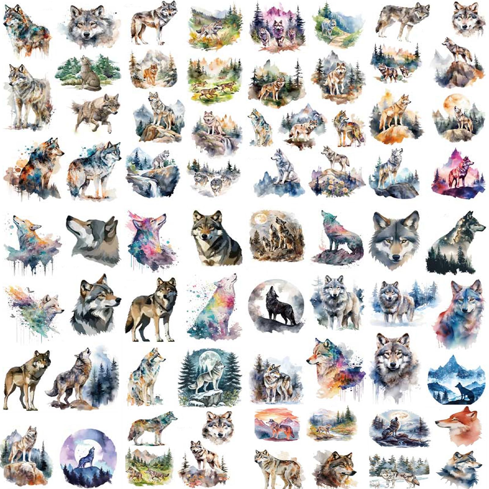 Wolf Temporary Tattoos for Kids, 10 Sheet Waterproof Forest Wolf Animals Fake Tattoo for Boy Girls Birthday Party Favors Supplies Decorations Q934 FT-Wolf Tattoo-Q934