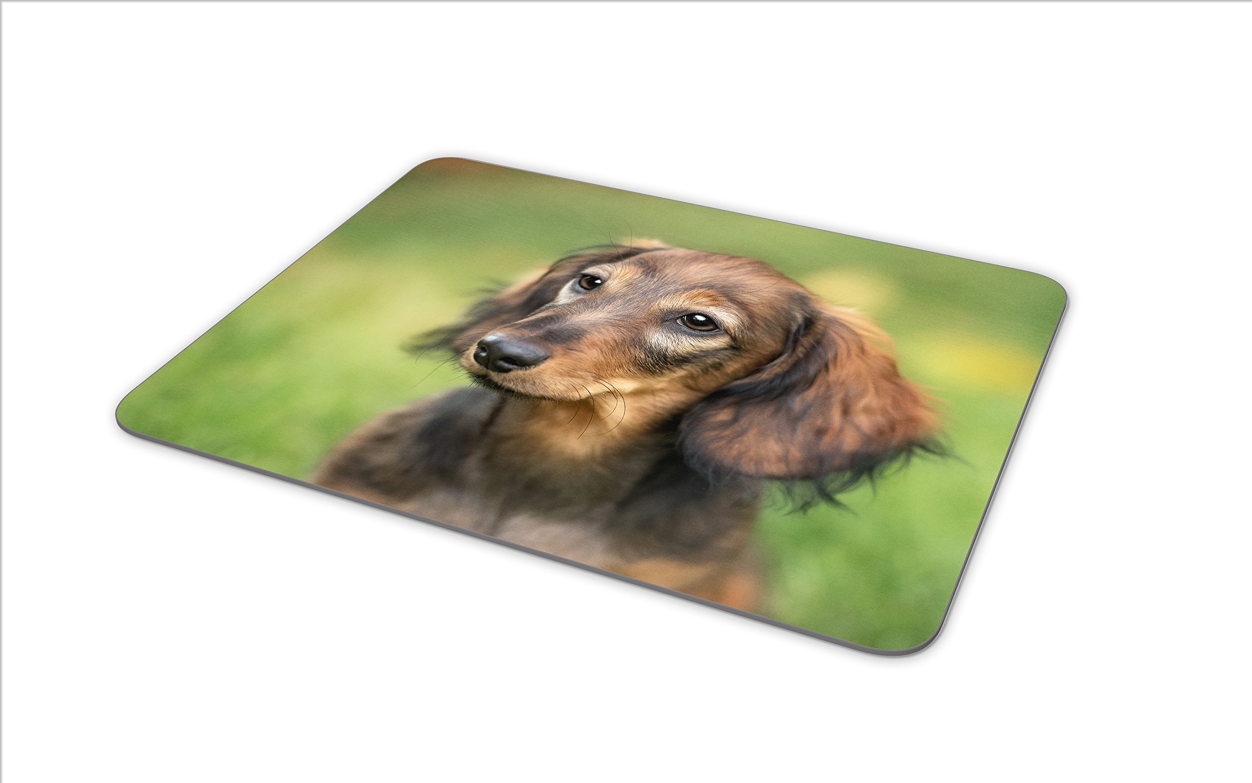 Adorable Yellow & Black Sausage Dog Mouse Mat Pad - Dachshund - View #4