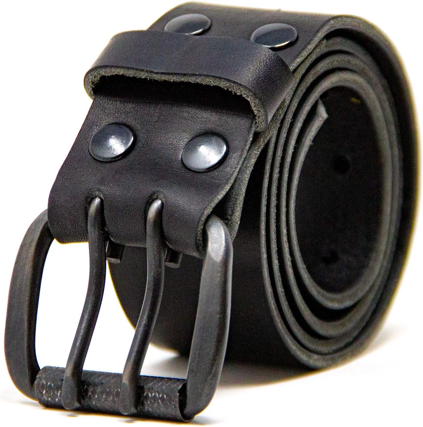 Logical Leather Men's Work Belt - Heavy Duty Genuine Full Grain Leather Double Prong Belts