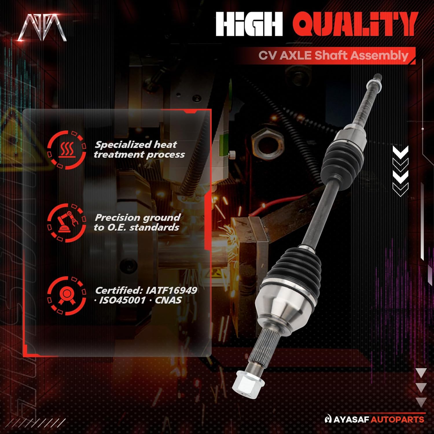 MAYASAF 66-6264 Front Right Passenger Side CV Axle Shaft Assembly Compatible with Nissan Altima 2007-2013, Rogue 2008-2013, Rogue Select 2014-2015