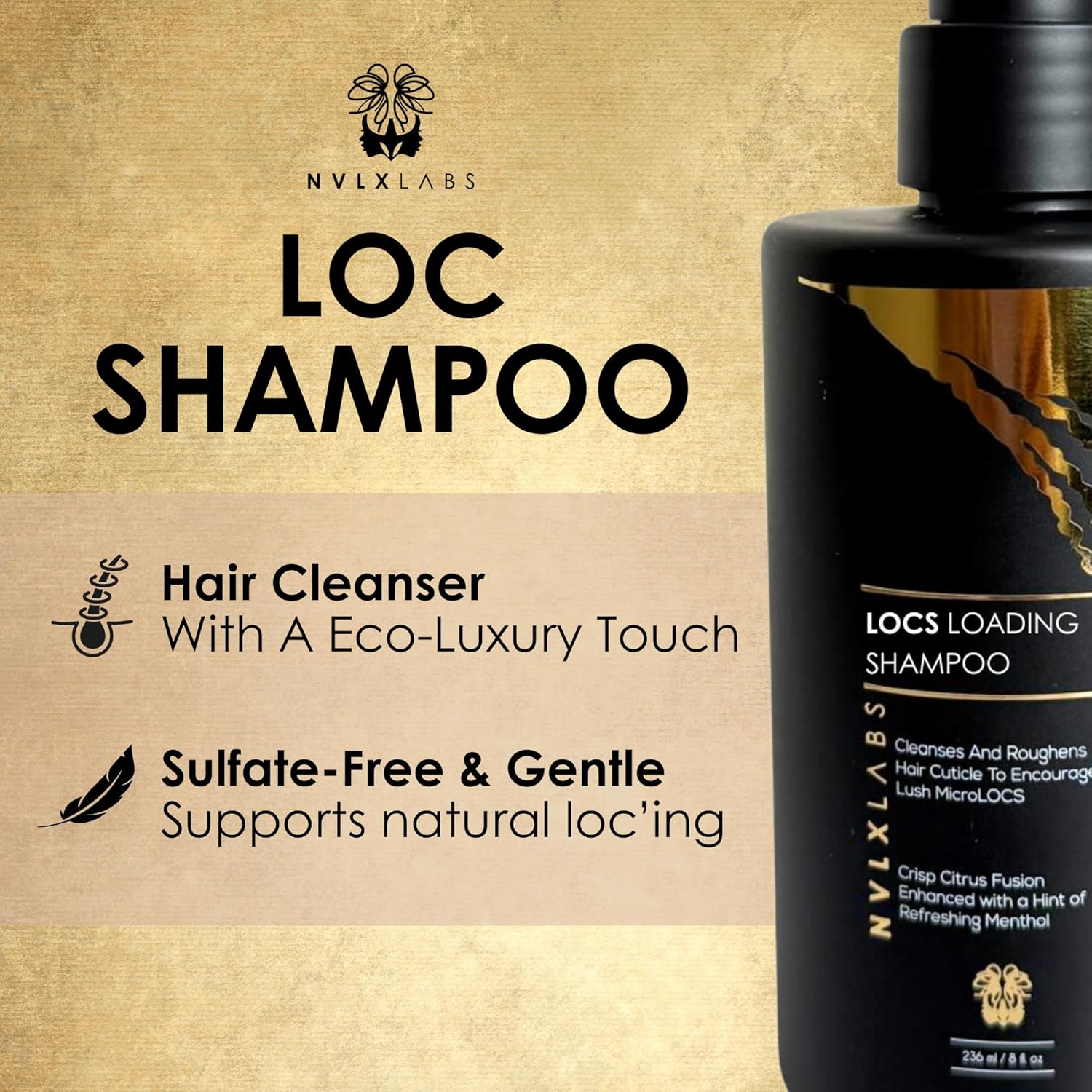 NVLX LABS Locs Shampoo - 8 Oz | Herbal Shampoo for Dreads, Sisterlocs, Locks, & Dreadlocks| Natural Vegan Haircare Cleanser for Daily Use | Plant Based Cleanser for Women and Men