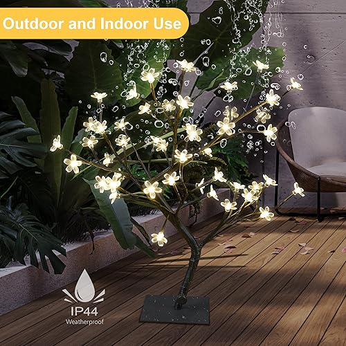 Miniatura 2 de Lámpara de árbol de flor de cerezo de 18 pulgadas con 48 LED, decoración japonesa de flor de cerezo para fiestas de Navidad en interiores y