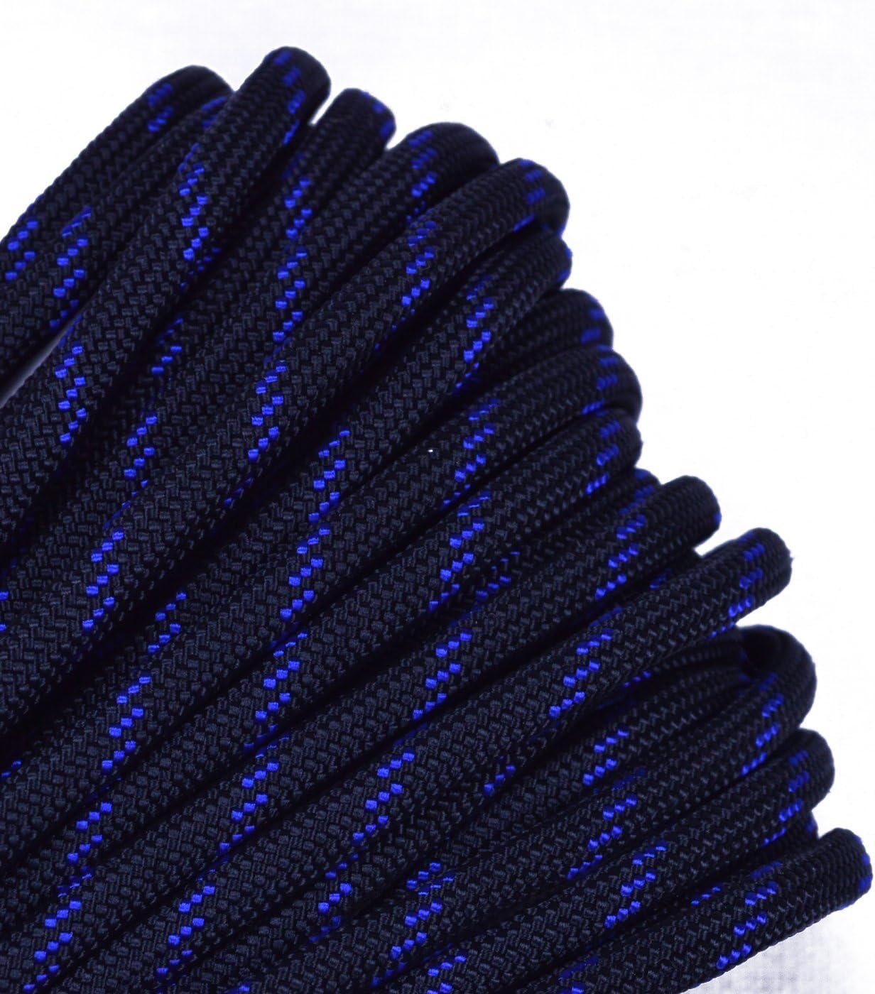 10', 25', 50', 100' Hanks or 250', 1000' Spools of Parachute 550 Cord Type III 7 Strand Paracord - Thin Blue Line - 1000 Foot Spool