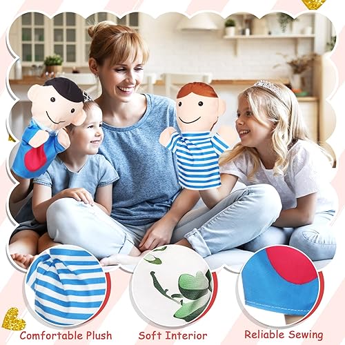 Miniatura 3 de 6 marionetas de mano de estilo familiar, títeres de felpa suave, para miembros de la familia, lindos juguetes de mano para profesores, padres,