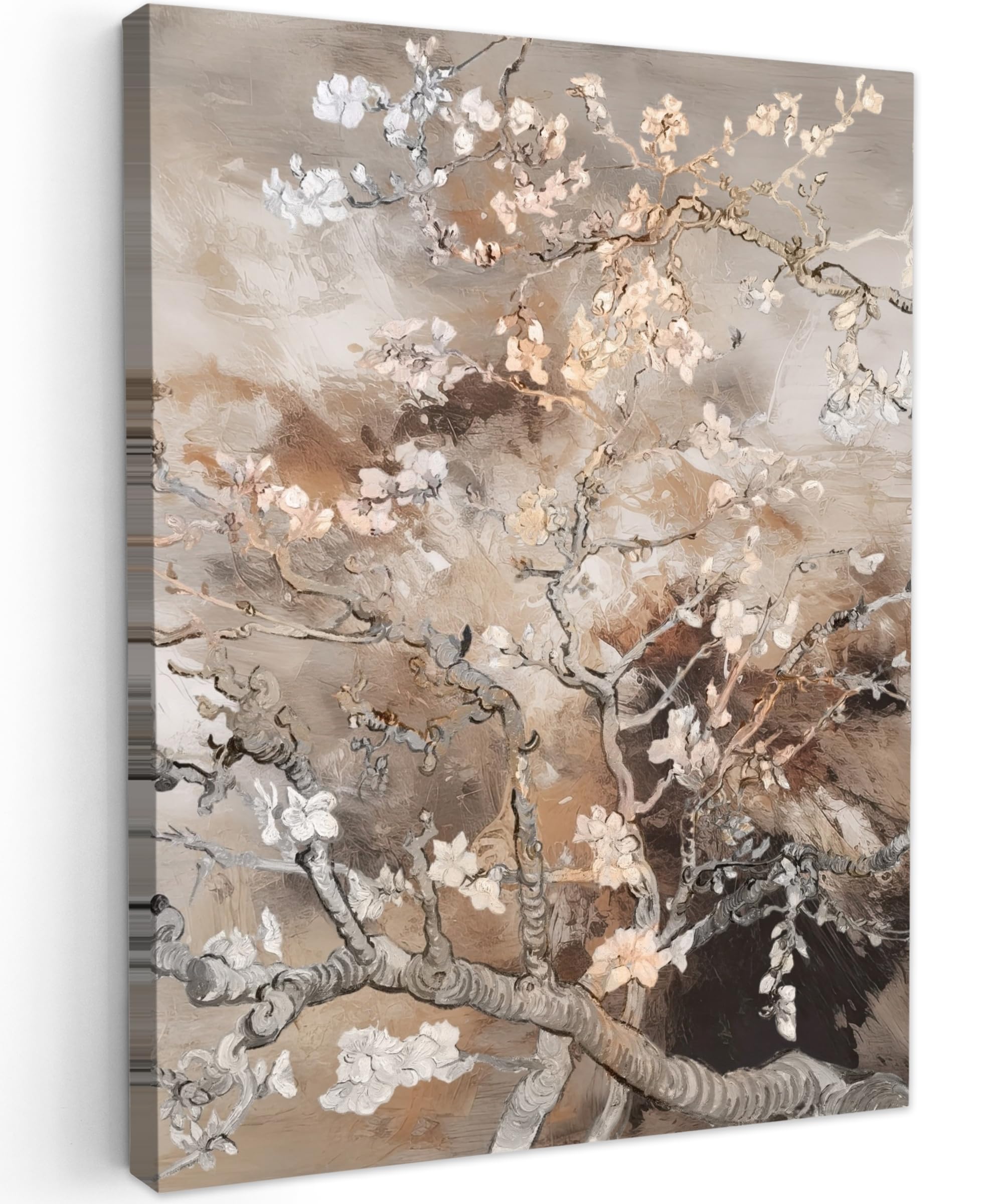 MuchoWow© Canvas Wall Art Work 24"x31" / 60x80 cm House Decoration for Living Room Home Decor Pictures Walls Almond Blossom - Art - Van Gogh - Beige - Abstract