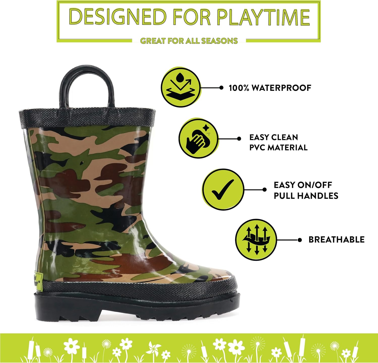 Western Chief Rain Boots with Pull on Handles for Toddlers and Kids - Premium Waterproof Boots for Boys and Girls