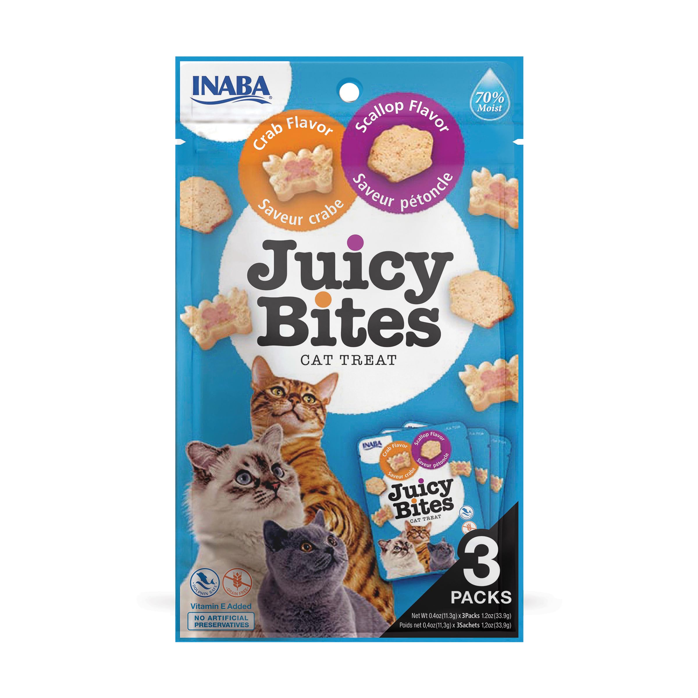 Inaba Juicy Bites Scallop & Crab Flavor 33,9g /3 Pouches Per Pack