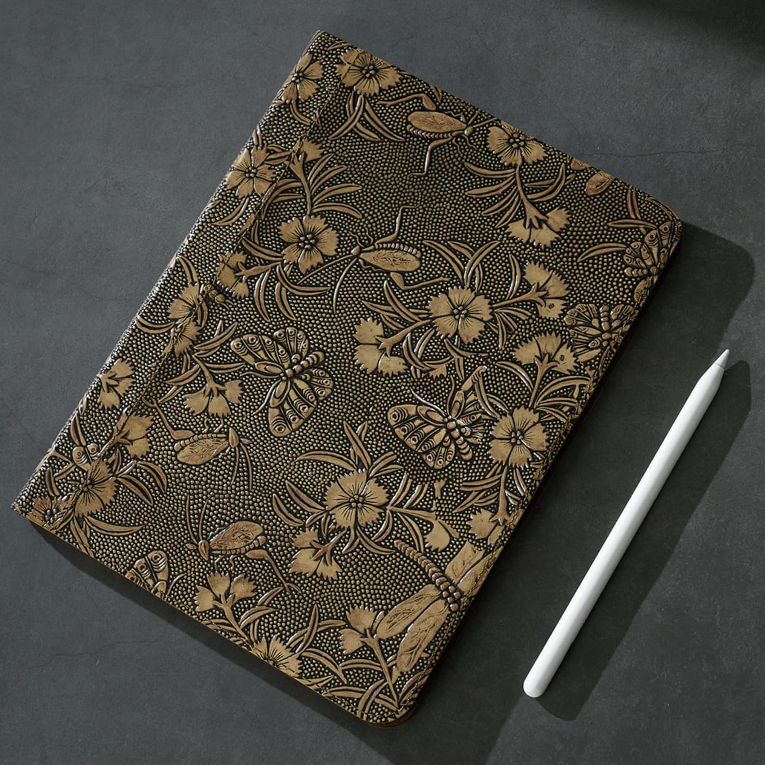 Gexmil Leather Case for iPad Pro 12.9 Inch 6th/5th/4th/3rd Generation 2022/2021/2020/2018 Genuine Leather Folio Cover Shockproof with Pencil Holder,Auto Sleep/Wake,Anti-Slip,Butterfly Pattern - Image 3