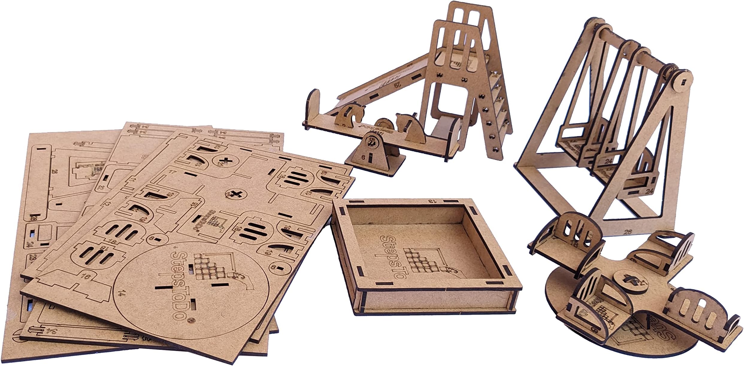 Wooden Playground Furniture Making & Painting Kit. for Dolls. Includes Furniture Slide, Swing, Seesaw, Sandtray. Pine Wood. No Hammer, Glue Required.
