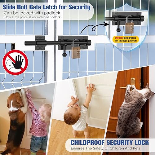 Miniatura 2 de Pestillo de cerrojo de barril, perno deslizante, herrajes para puerta, 9.6 pulgadas, resistente, acero inoxidable 304, para valla, madera, puerta de