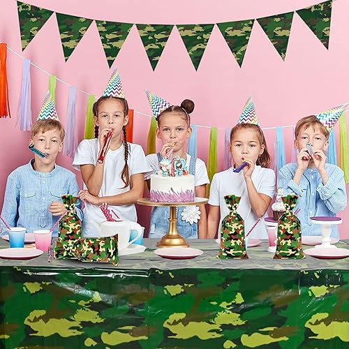 Miniatura 7 de Lecpeting 100 bolsas de dulces de camuflaje con estampado de camuflaje de celofán, bolsas de dulces de celofán, recuerdos de fiesta del ejército con