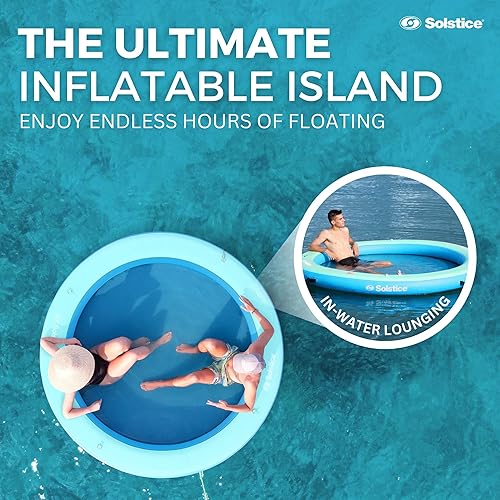 Miniatura 22 de SOLSTICE Circular Mesh Hangout Ring Inflatable Dock, Floating Water Raft Platform Malla (8'6'' hexagonal)